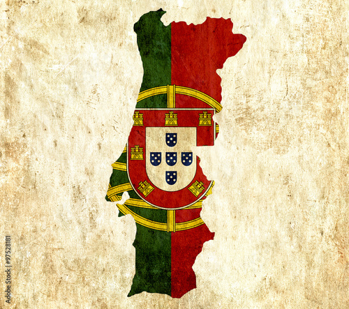 Vintage paper map of Portugal