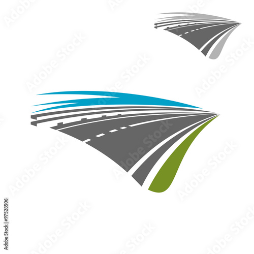 Express highway road with blue sky abstract icon