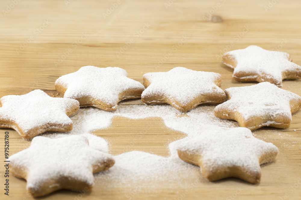 Home baked and shaped Christmas cookies dessert