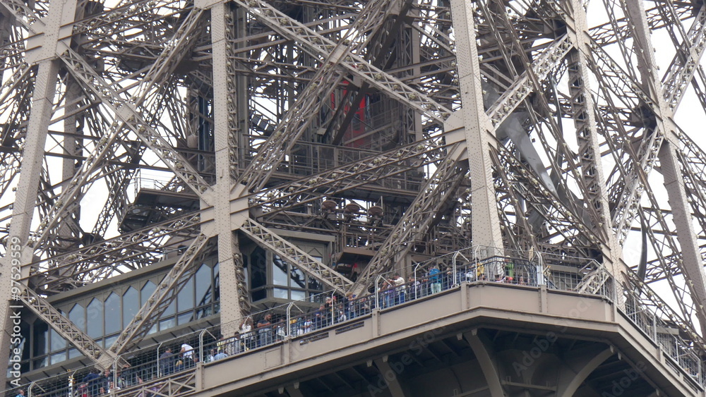 Details of the famouse Eiffel tower in Paris. Seen the steel used and the materials in building the tower Details of the famouse Eiffel tower in Paris. Seen the steel used and the materials in building the tower