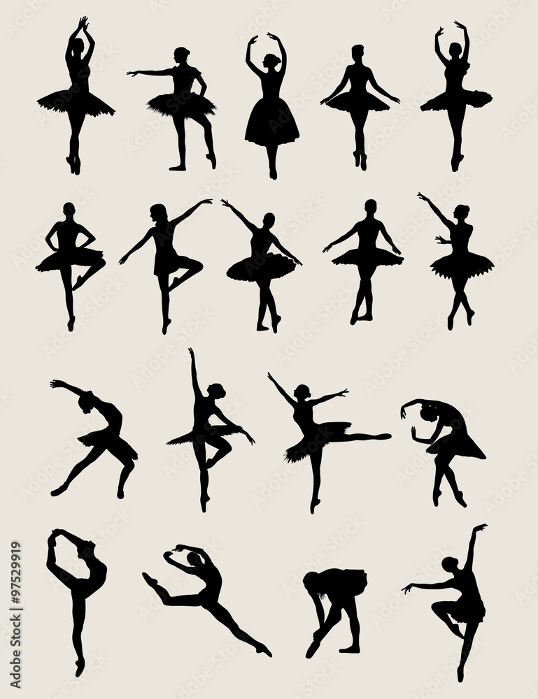 Fototapeta premium Ballerina Silhouettes, art vector design