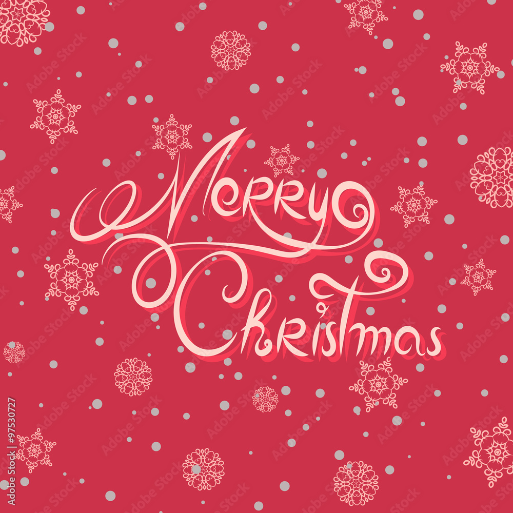 Merry Christmas lettering design. Hand drawn design elements