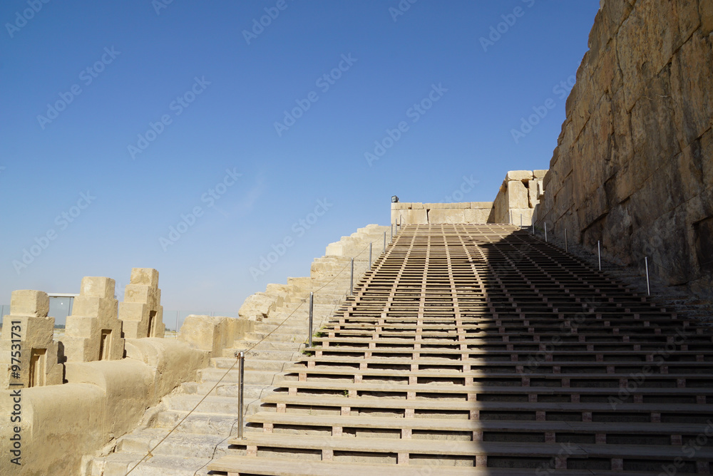 Terrace Stairway of the old city Persepolis , Iran.