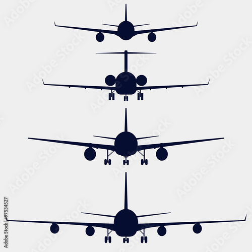 Airplanes silhouette front view