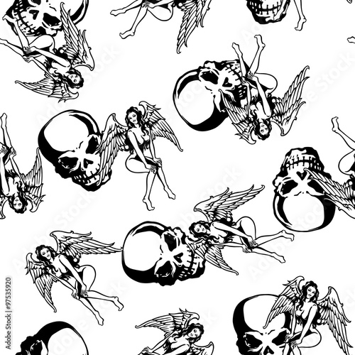 エンジェルとスカルをパターンに