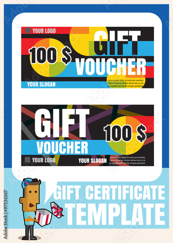 Gift certificate voucher coupon template modern style.Gift vouch