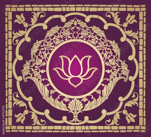 Fototapeta Naklejka Na Ścianę i Meble -  water lily, wedding card design, royal India