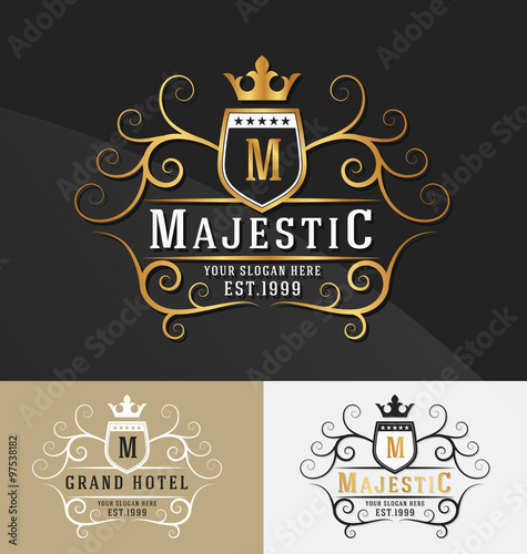 Premium Royal Crest Logo Design. Suitable for Hotel, Beauty Center, Real Estate, Resort, House logo Vector illustration