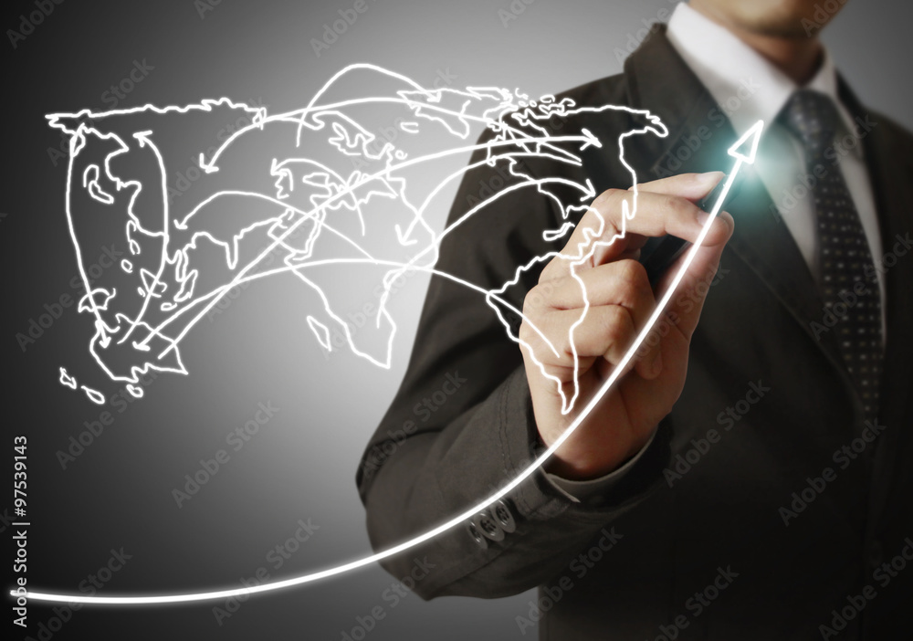 Fototapeta premium Businessman drawing graphics growing graph