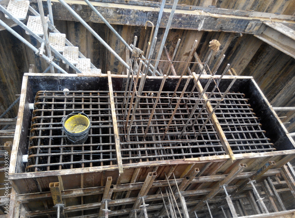 Pile cap reinforcement bar fabricated at the construction site Stock Photo Adobe Stock