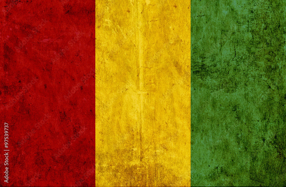 Grungy paper flag of Guinea