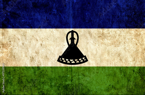 Grungy paper flag of Lesotho