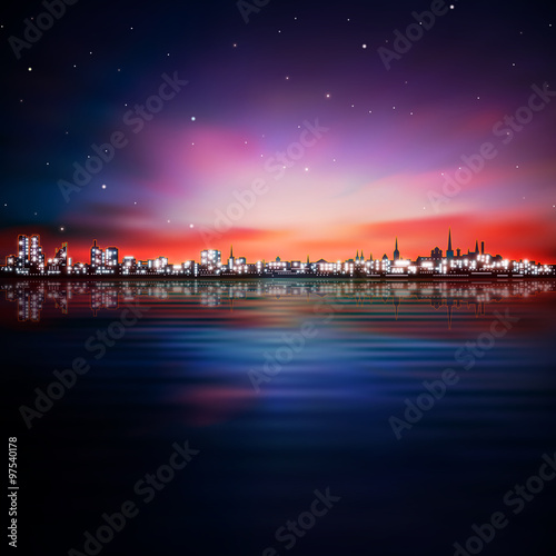 abstract stars background with sunset in Tallinn