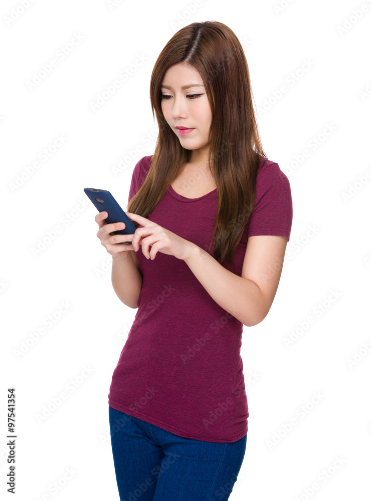 Asian Young Woman use of the mobile phone Asian Young Woman use of the mobile phone