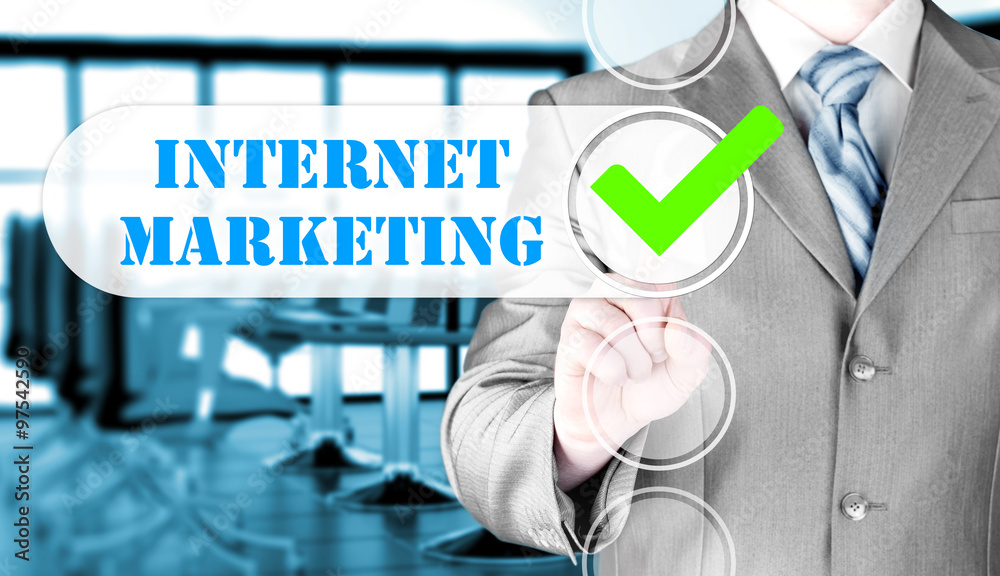 business man pressing checkbox internet marketing business man pressing checkbox internet marketing