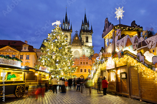 famous Christmas market on Old town square in Prague (UNESCO), Czech republic, Europe photo