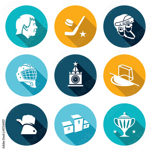 Russian hockey Icons Set. Vector Illustration.