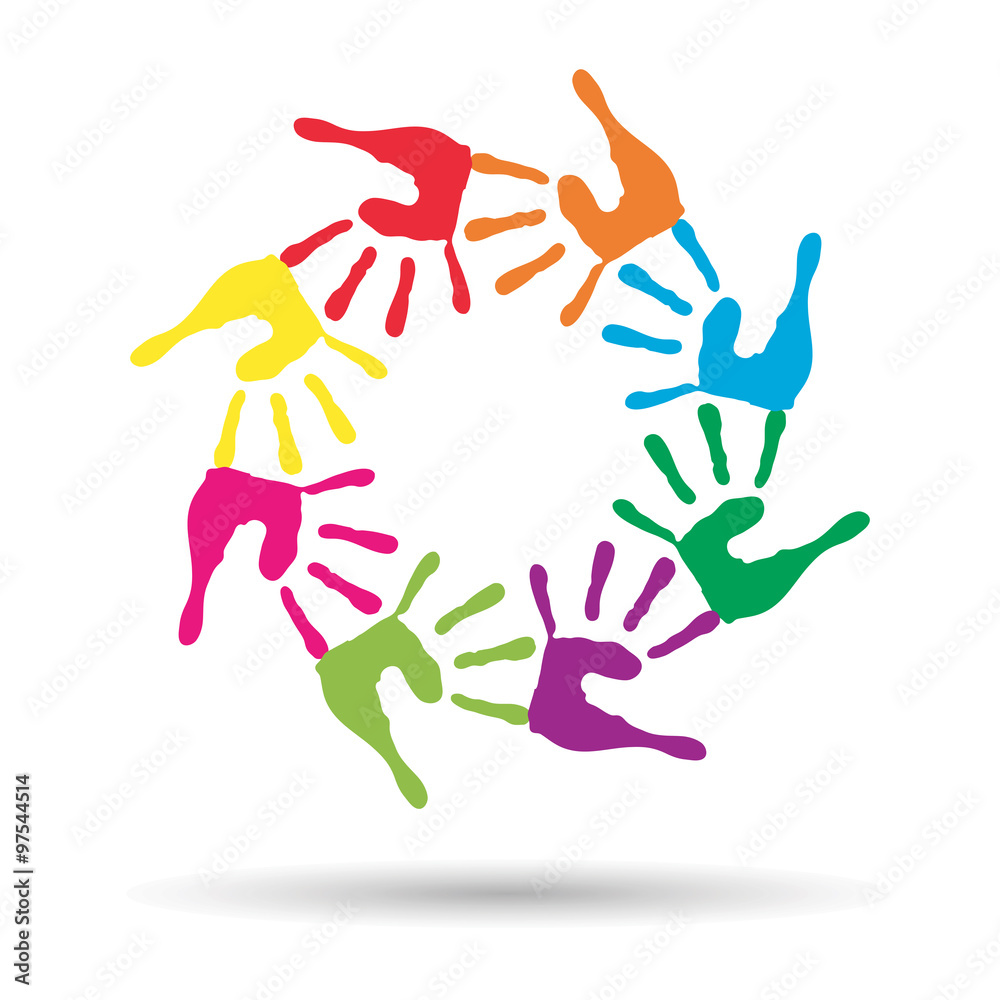 Vector conceptual children painted hand print isolated