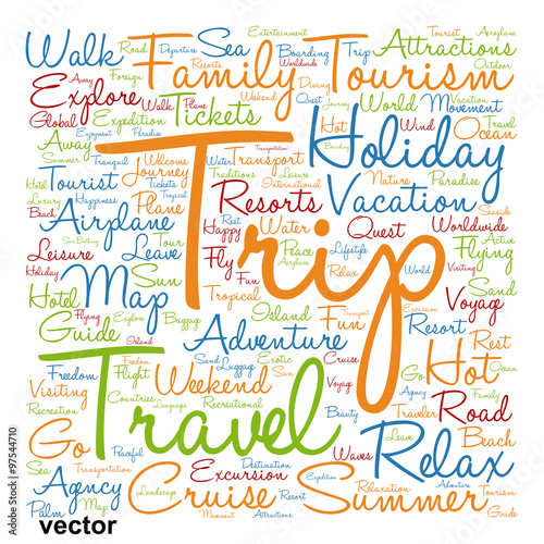 Vector conceptual tourism or travel  word cloud