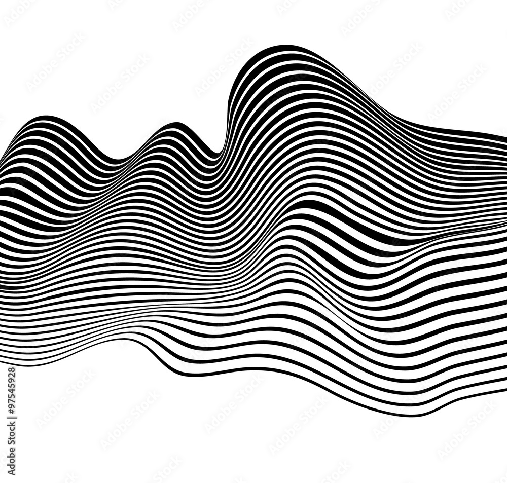 Rollo mit black and white mobious wave stripe optical design opart #97545928