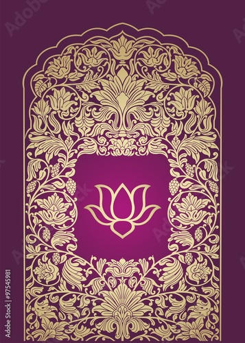 Fototapeta Naklejka Na Ścianę i Meble -  water lily, wedding card design, royal India
