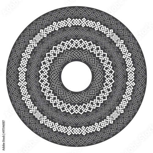Mandala in esoteric style. Set of isolated rings of celtic braids. Decorative elements for your design.