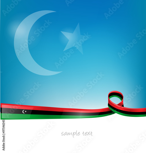libya flag on sky  background