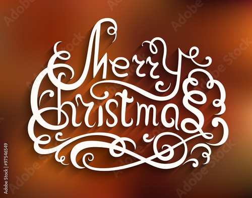 Merry Christmas lettering on blurred background