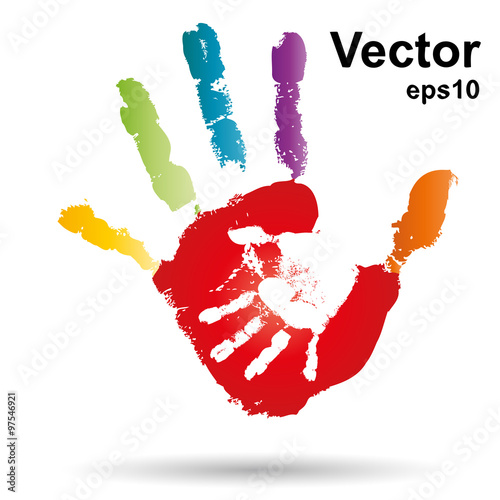 Vector conceptual mother and child hand print isolated