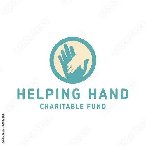 Helping Hand adult and children logo icon charity help pin shape