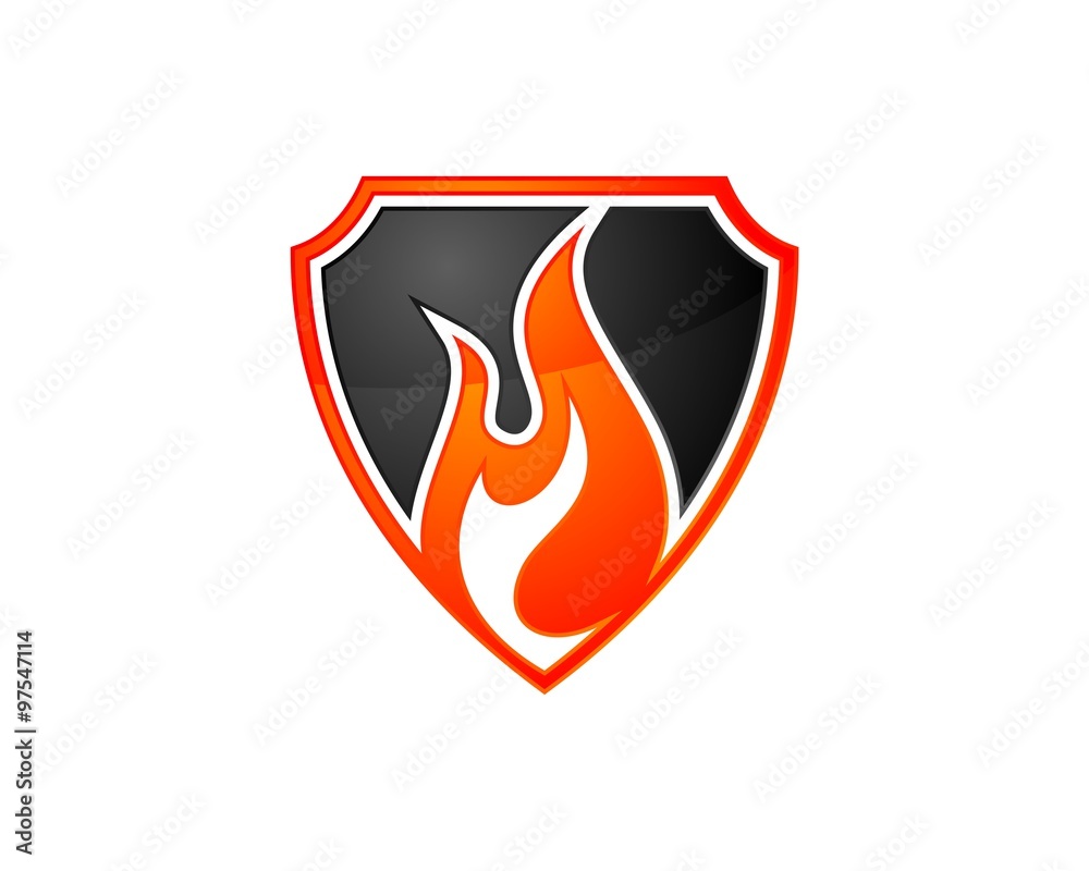 fire flame shield logo template Stock Vector Adobe Stock