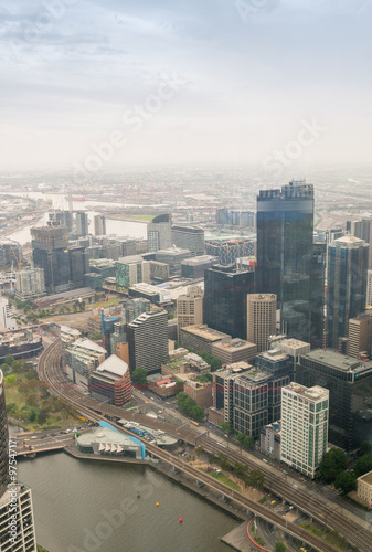 Beautiful aerial view of Melbourne skyline, Australia
