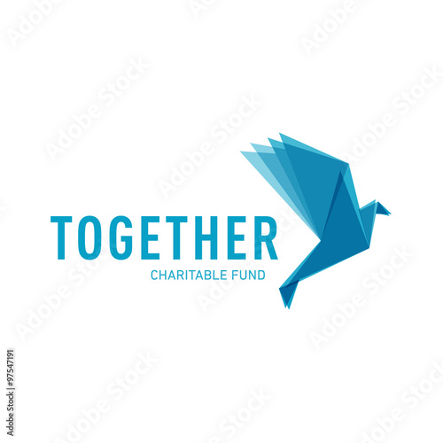 Origami Dove logos in the style vector quality