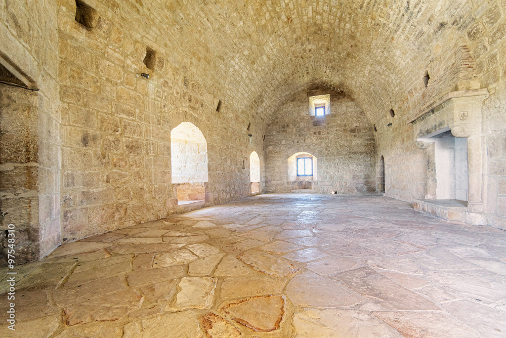 Medieval Limassol Castle interior fisheye view. Cyprus.
