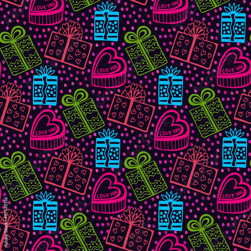 New year gift paper. Wrapping seamless pattern. Vector holidays texture.