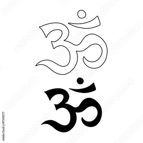 Om symbol. Aum, ohm hand drawn vector tattoo art.