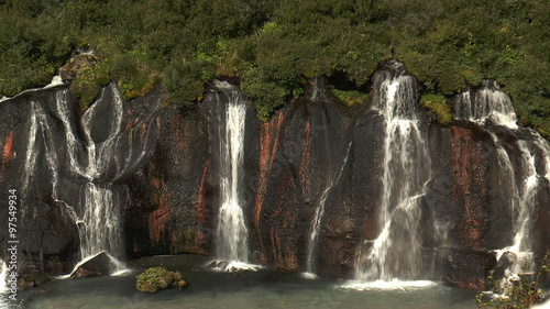 hraunfossar waterfall in iceland deatil view photo