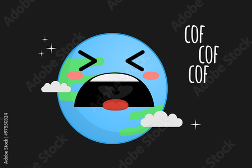 Sad earth vector illustration: Pollution