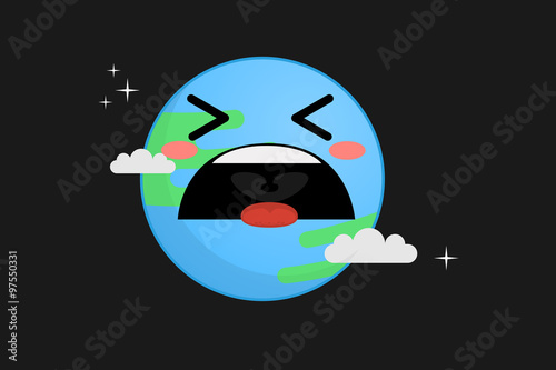 Sad earth vector illustration