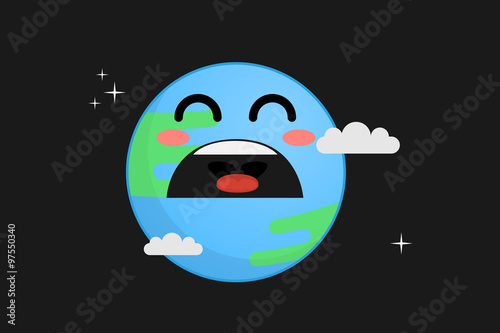 Sad earth vector illustration