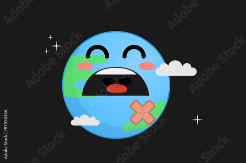 Sad earth vector illustration