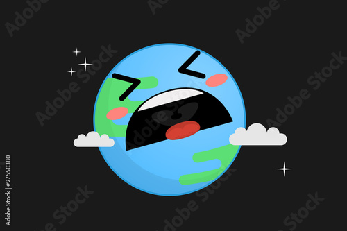 Sad earth vector illustration