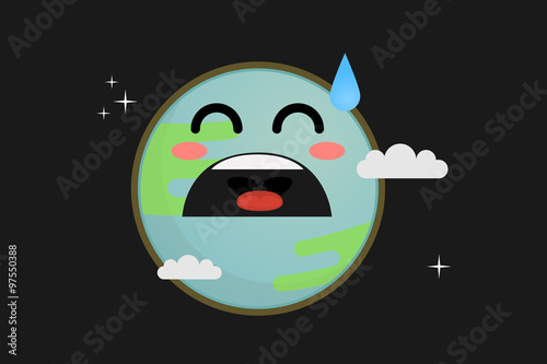 Sad earth vector illustration