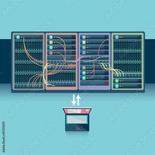 Server room. Flat design.
