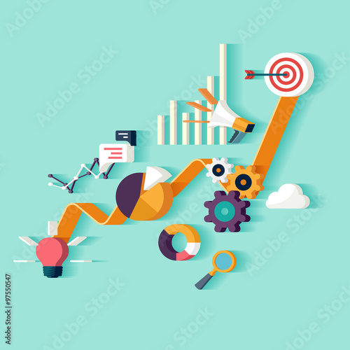 Data analytics. Flat design.