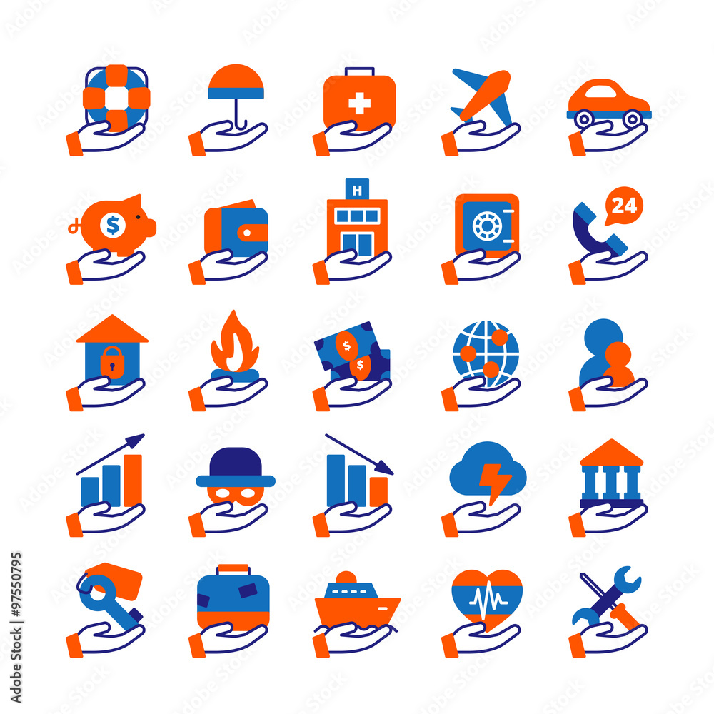 Insurance Service Icons Set