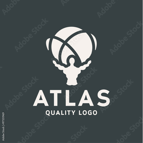 Atlant Atlas holds earth quality stylized logo for your company vector trendy style flat