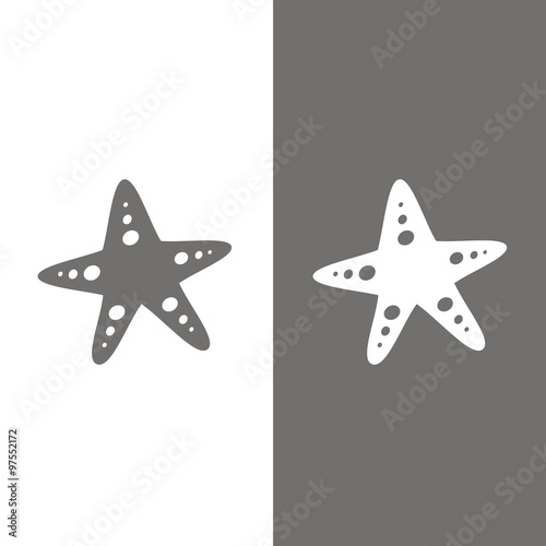 Icono de una estrella de mar sobre fondos blanco y negro