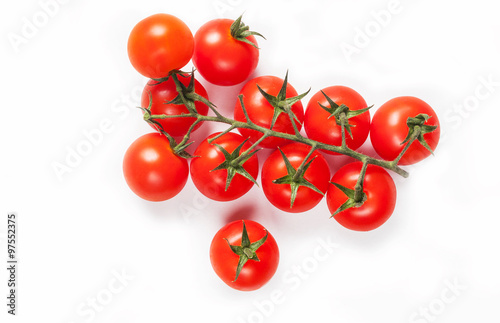 Tomatoes cherry branch isolated on white background