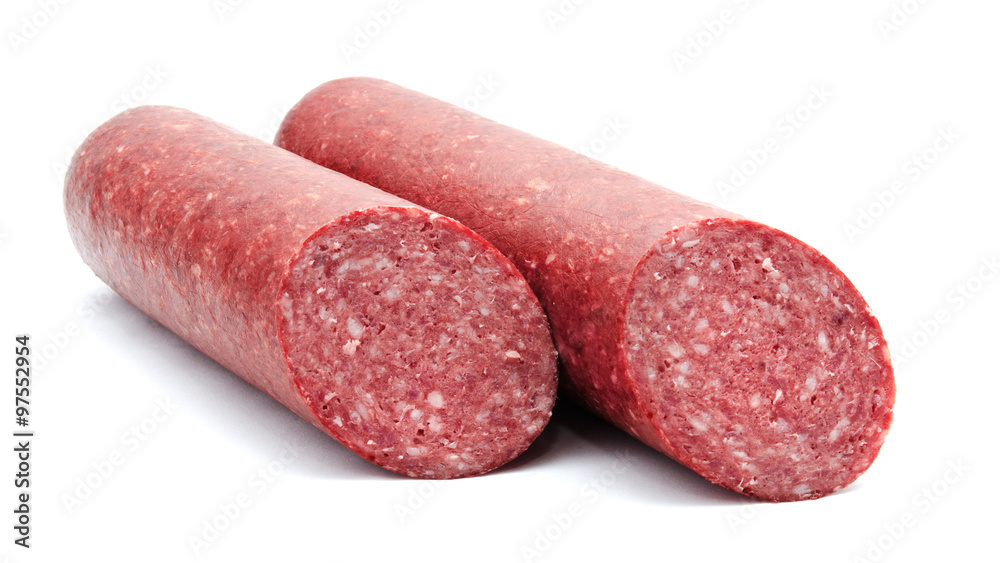 Smoked sausage salami isolated Smoked sausage salami isolated